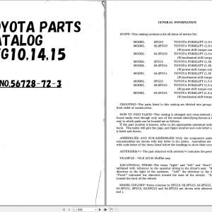 Toyota Forklift 2FG10 2FG14 2FG15 Parts Catalog