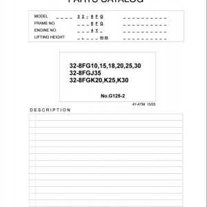 Toyota Forklift 32 8FG10 to 32 8FGK30 Parts Catalog EN DE ES FR
