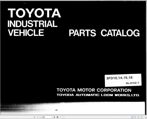 Toyota Forklift 3FD10 3FD14 3FD15 3FD18 Parts Catalog