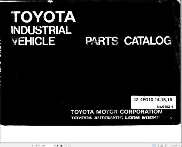 Toyota Forklift 42 4FG10 to 42 4FG18 Parts Catalog
