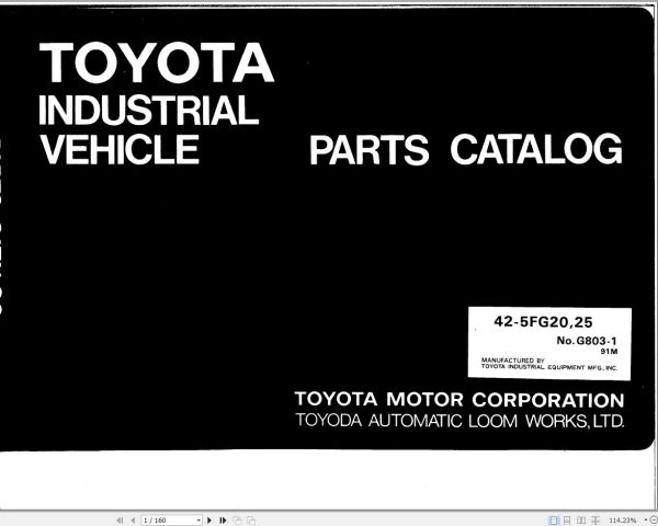 Toyota Forklift 42 5FG20 42 5FG25 Parts Catalog