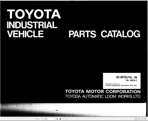Toyota Forklift 42 6FGU15 42 6FGU18 Parts Catalog