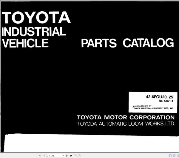 Toyota Forklift 42 6FGU20 42 6FGU25 Parts Catalog