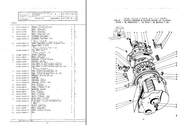 Toyota Forklift 4FG10 to 4FGL18 Main Parts Catalog 1