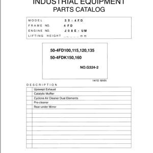 Toyota Forklift 50 4FD100 to 50 4FD135 50 4FDK150 50 4FDK160 Parts Catalog EN DE FR ES