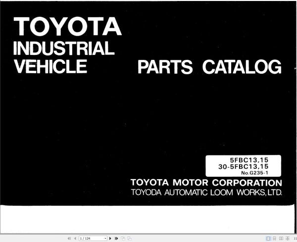 Toyota Forklift 5FBC13 5FBC15 30 5FBC13 30 5FBC15 Parts Catalog