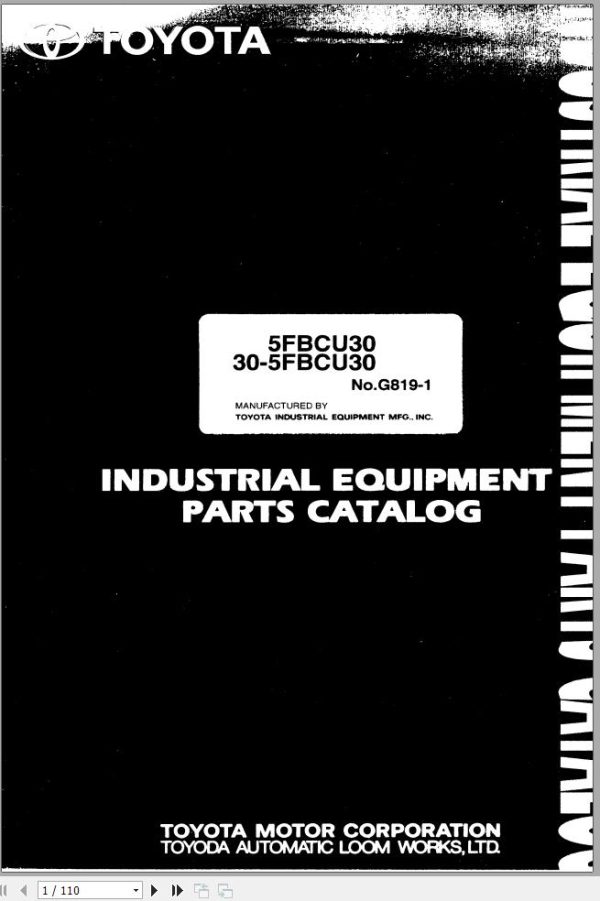 Toyota Forklift 5FBCU30 30 5FBCHU30 Parts Catalog