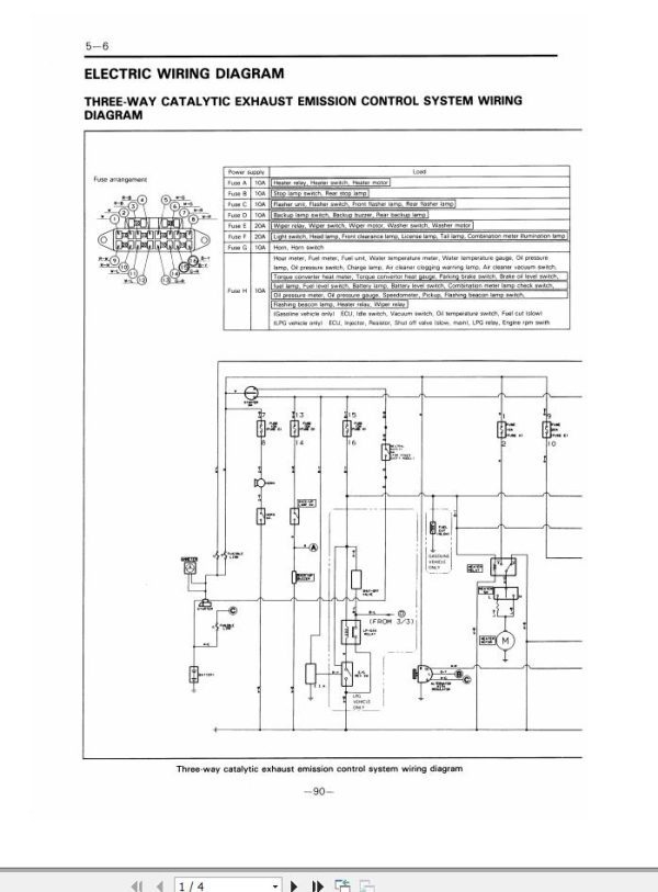 Toyota Forklift 5FG10 to 5FG30 5FD10 to 5FD30 Wiring Diagram