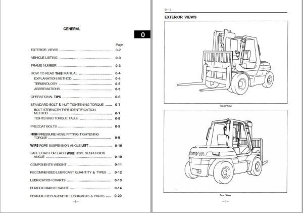 Toyota Forklift 5FG50 5FG60 5FD50 to 5FD80 Service Manual