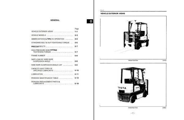 Toyota Forklift 5FGC18 to 5FGC30 5FDC18 to 5FDC30 Repair Manual Parts Catalog