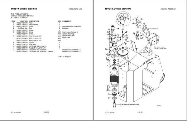 Toyota Forklift 6BNCUE15 6BNCUE18 Service Manual Parts Catalog 1