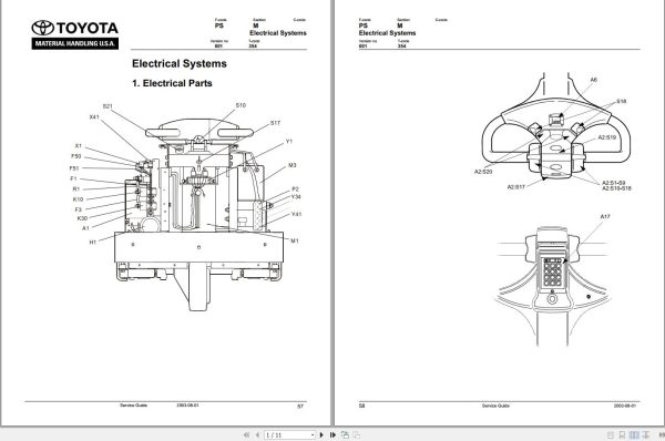 Toyota Forklift 6BWS10 to 6BWS13 Wiring Diagram