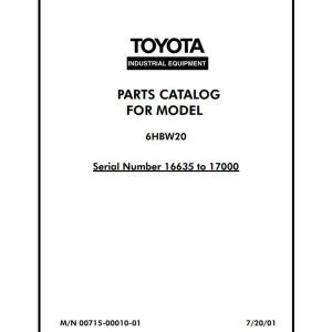 Toyota Forklift 6HBW20 Parts Catalog