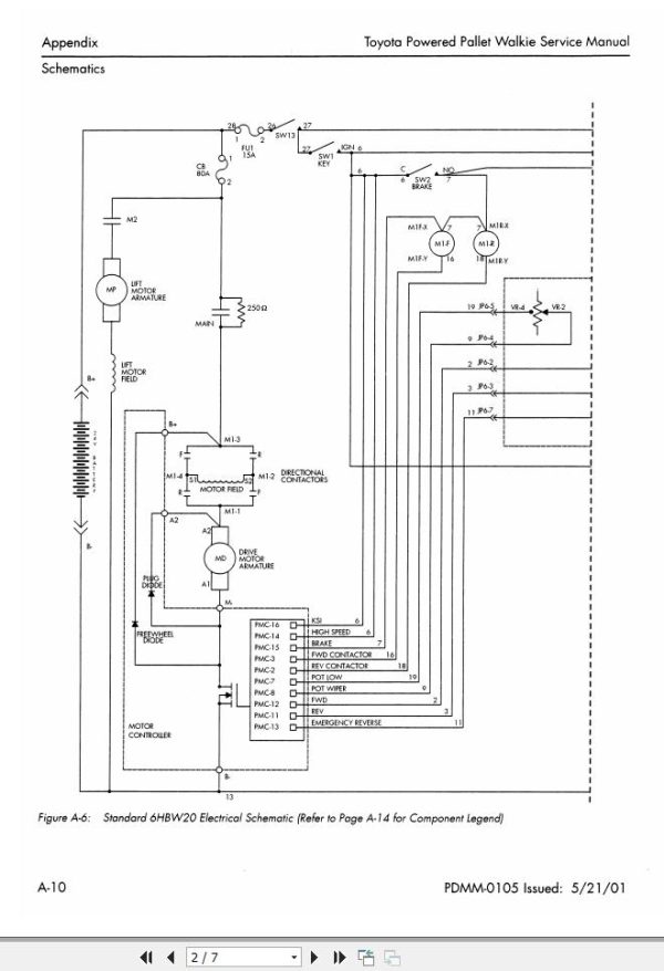 Toyota Forklift 6HBW20 Wiring Diagram