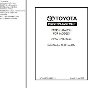 Toyota Forklift 7BNCU18 7BNCU15 7BNCU20 7BNCU25 Parts Catalog