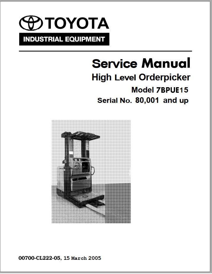 Toyota Forklift 7BPUE15 Repair Manual