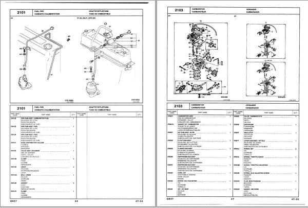 Toyota Forklift 7FGU15 to 7FGCU32 Parts Catalog EN DE FR ES 1