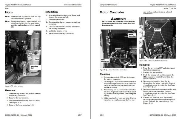 Toyota Forklift 7HBW30 to 7TB50 Service Manual 1