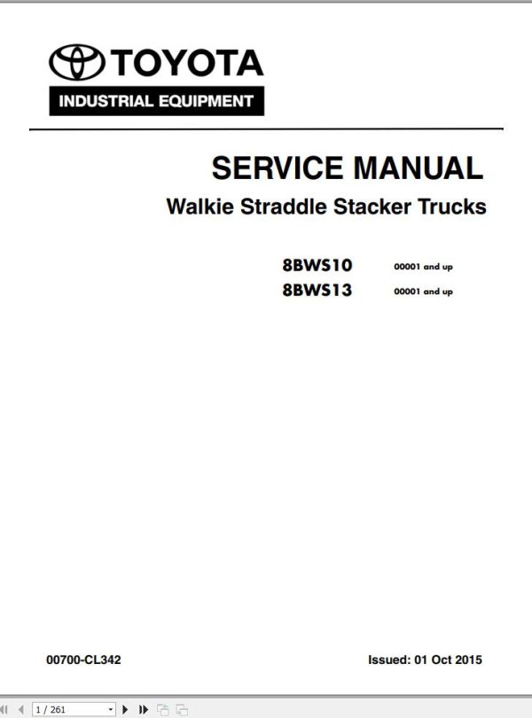 Toyota Forklift 8BWS10 8BWS13 Service Manual
