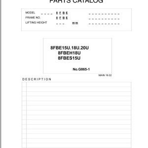 Toyota Forklift 8FBE15U to 8FBES15U Parts Catalog EN ES FR DE