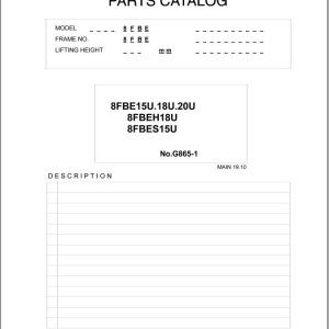 Toyota Forklift 8FBE15U to 8FBES15U Parts Catalog EN FR DE ES