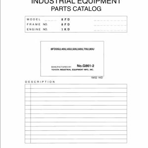 Toyota Forklift 8FD35U to 8FD80U Parts Catalog EN FR DE ES