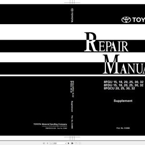 Toyota Forklift 8FGU15 to 8FDU32 8FGCU20 to 8FGCU32 Repair Manual CU066