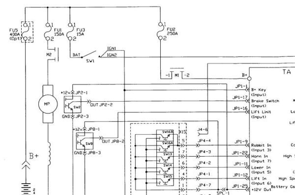 Toyota Forklift 8HBE30 to 8HBE40 Wiring Diagram 1