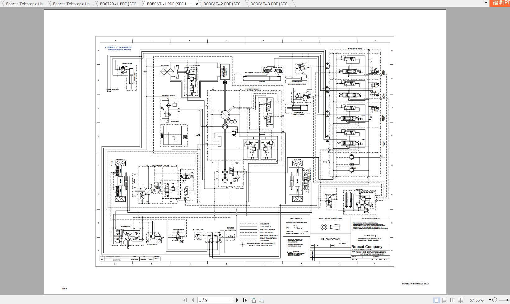 Bobcat Telescopic Handler T2556 T2566 Service Manuals & Schematic