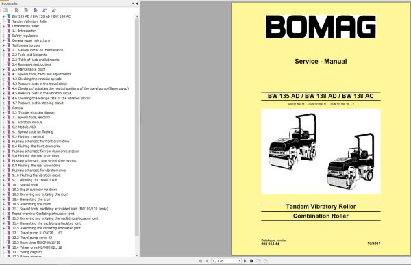 Bomag BW135AD Operating And Maintenance Instructions Service Manual Instructions For Repair EN RU
