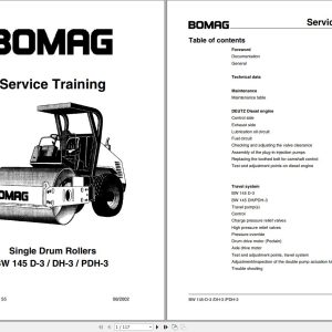 Bomag BW145D 3 BW145DH 3 BW145PDH 3 Service Training Instructions For Repair Operating Instructions