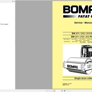 Bomag BW212D 40 BW212PD 40 Service Manual Service Training Operating And Maintenance Instruction EN ES DE
