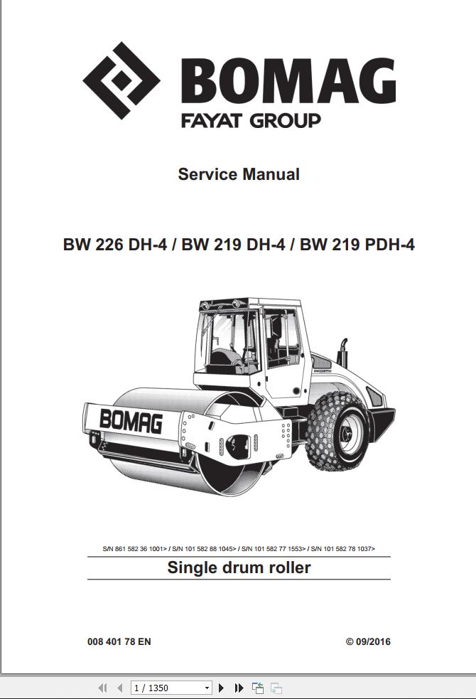 Bomag BW219DH 4 Service Training Service Manual Operating And Maintenance Instruction EN ES FR