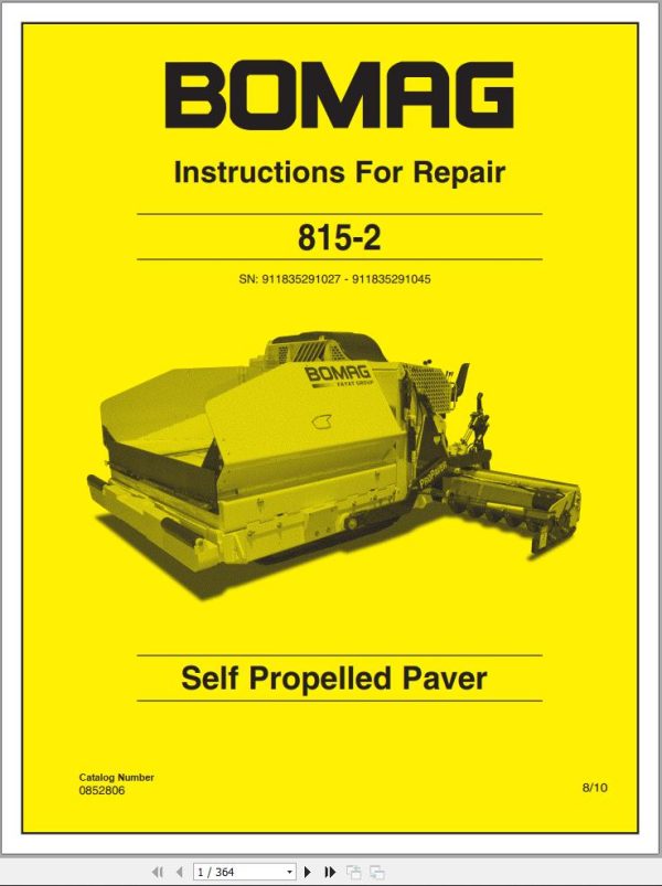 Bomag Machinery 815 2 Operating Instructions Spare Parts Catalog Instruction For Repair