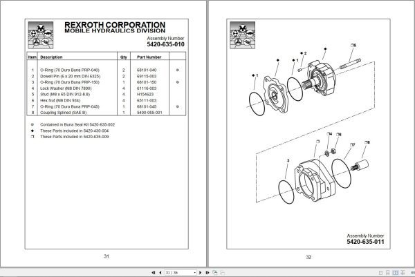 Bomag Machinery AA4V56 Service Parts List 1