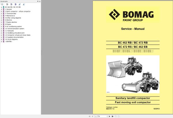 Bomag Machinery BC472 RB Operating Instructions Service Manual Service Training