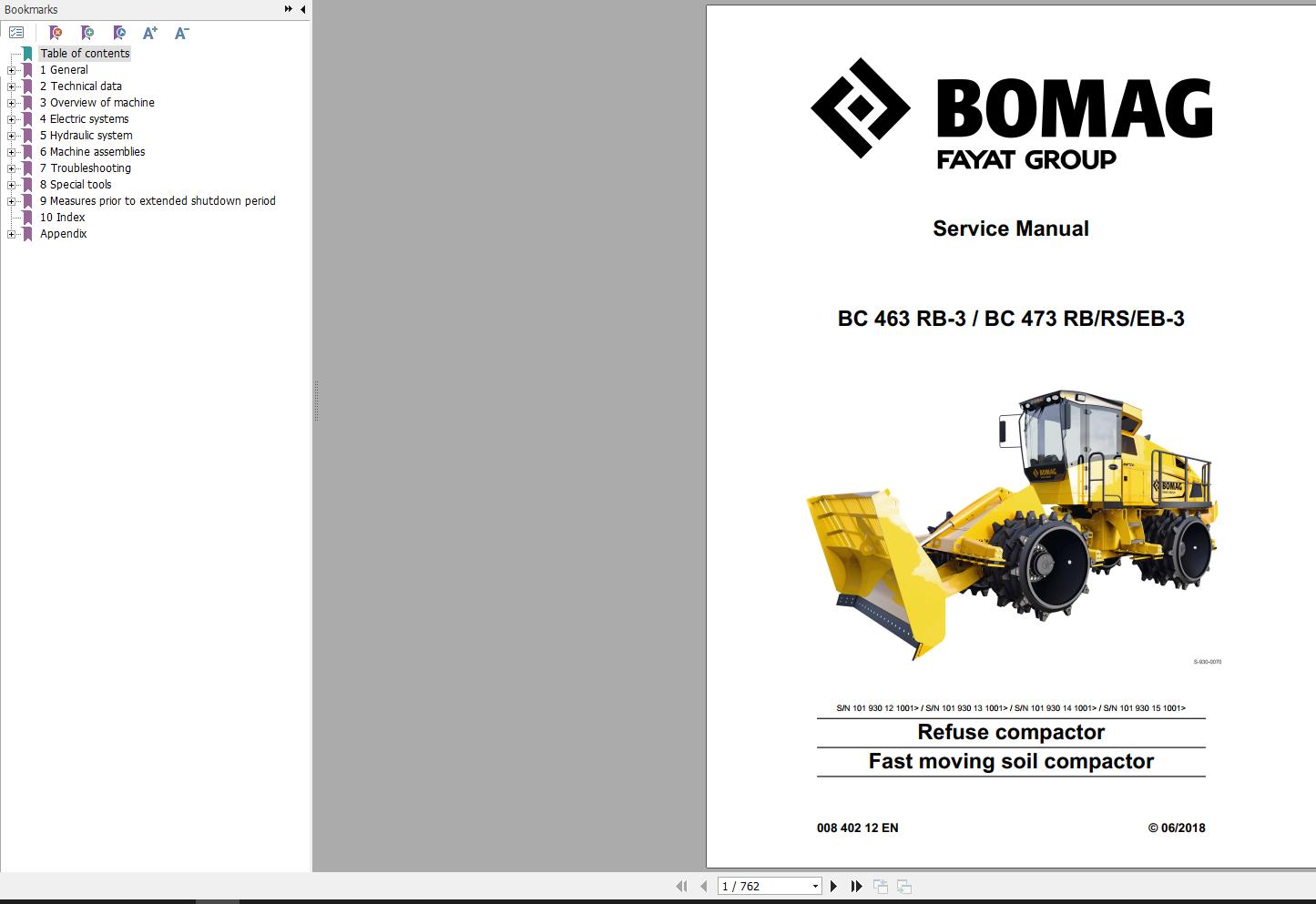 Bomag Machinery BC473 EB 3 Operating Instructions Service Manual