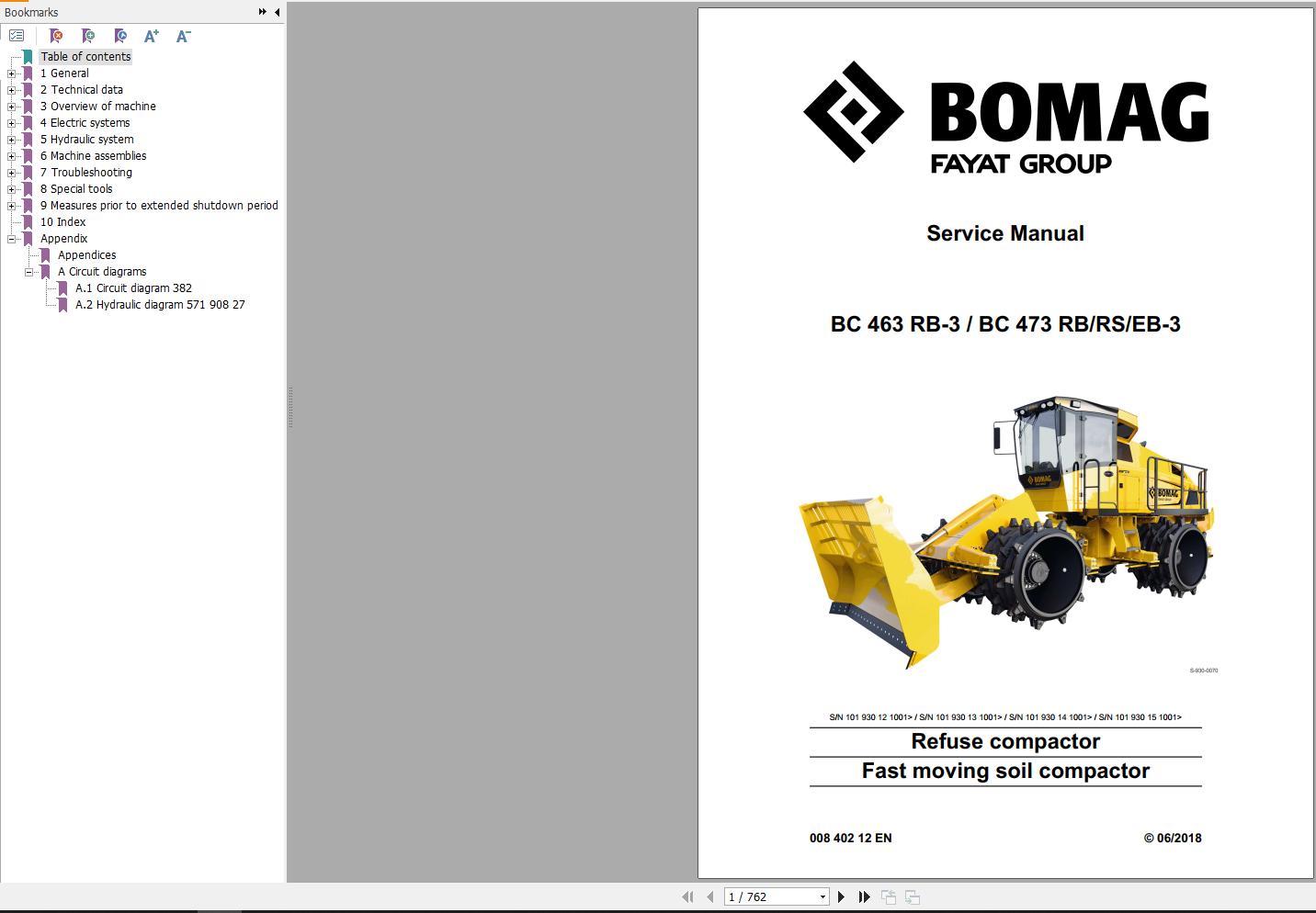 Bomag Machinery BC473 RS 3 Service Manual