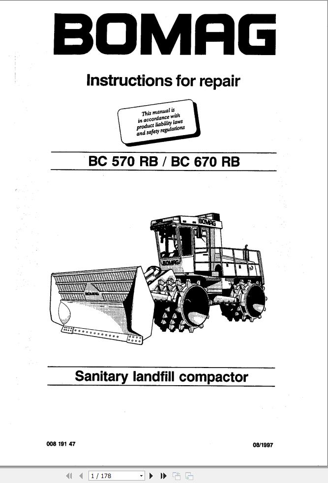 Bomag Machinery BC570 RB Instructions For Repair