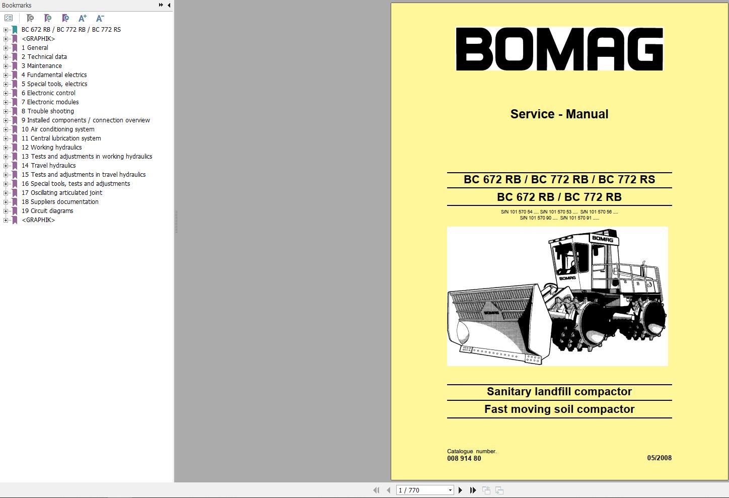 Bomag Machinery BC672 RB Service Manual Service Training