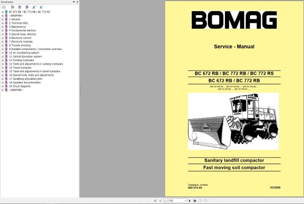 Bomag Machinery BC772 RB Service Manual Service Training