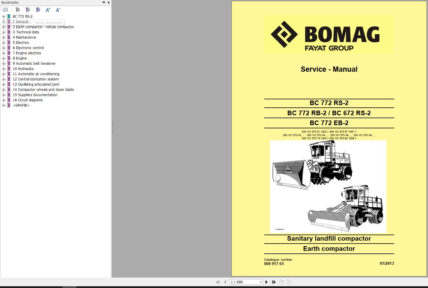 Bomag Machinery BC772 RS 2 Service Manual Service Training