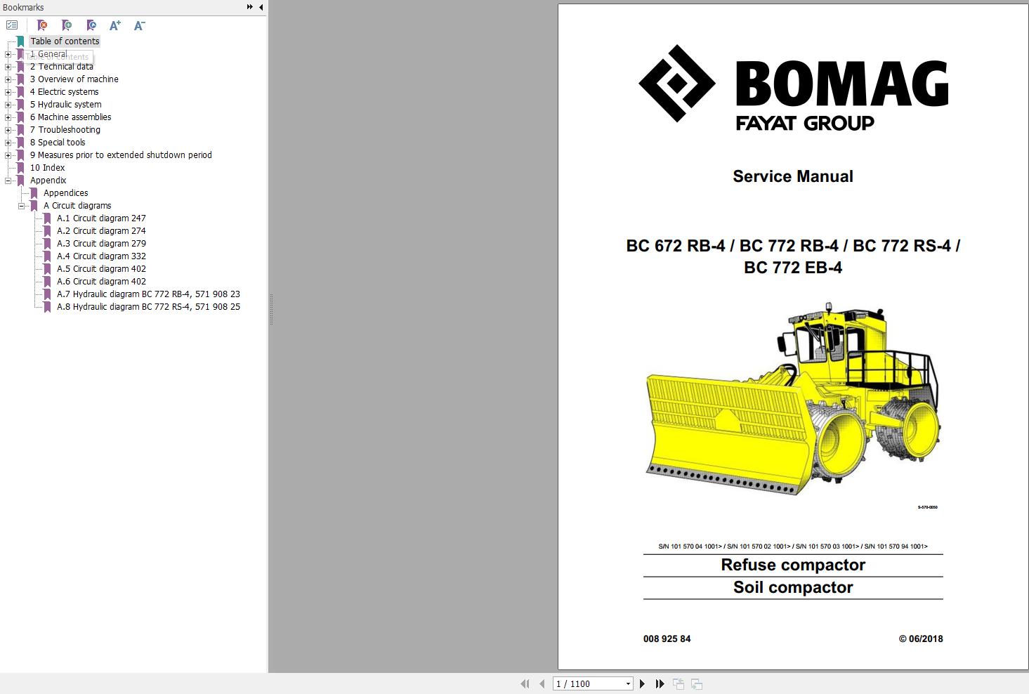 Bomag Machinery BC772 RS 4 Service Manual