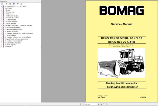 Bomag Machinery BC772 RS Service Manual Service Training