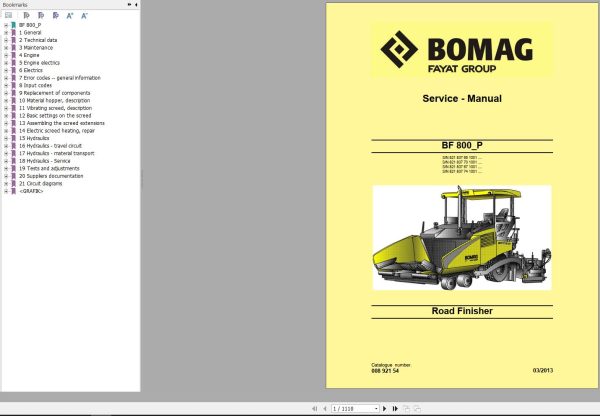 Bomag Machinery BF800 P Service Manual Service Training EN DE