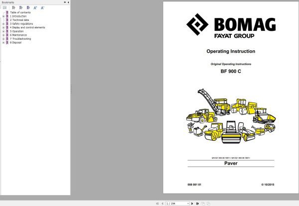 Bomag Machinery BF900C Operating Instructions Copy