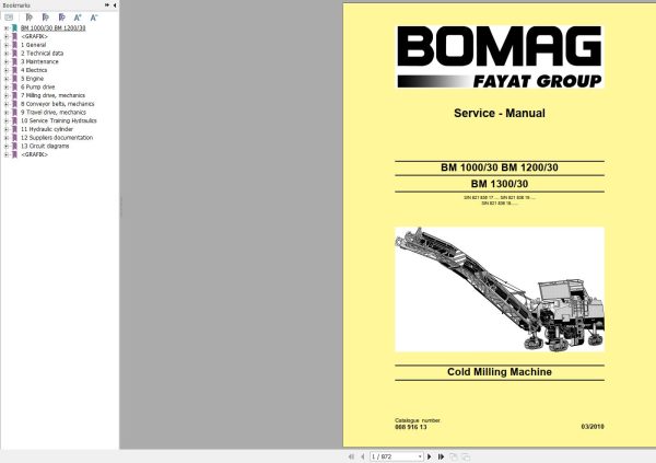 Bomag Machinery BM1000 30 Operating And Maintenance Instructions Service Manual EN DE