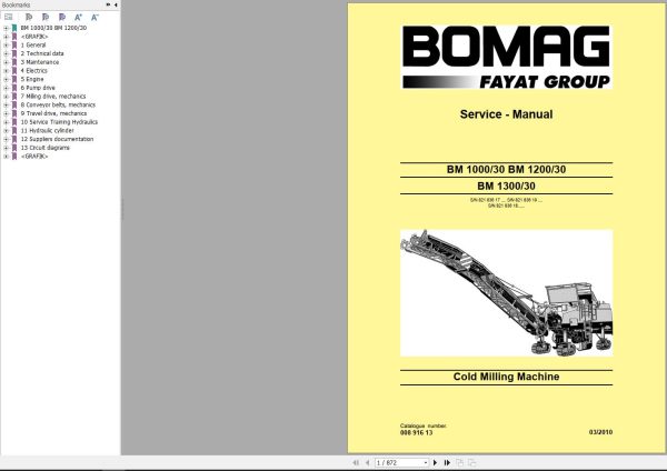 Bomag Machinery BM1200 30 Operating And Maintenance Instructions Service Manual EN RU