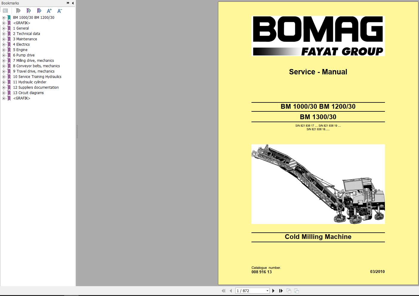 Bomag Machinery BM1200 30 Operating And Maintenance Instructions Service Manual EN RU