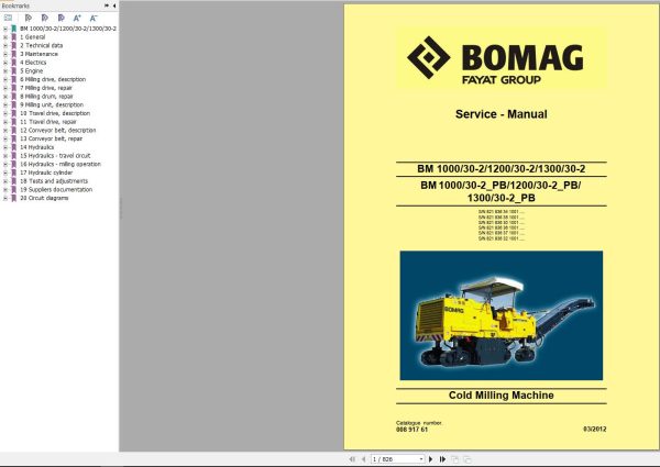 Bomag Machinery BM1200 Service Training Service Manual EN RU
